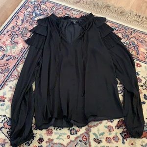 Current Air Pleated Ruffle Trim Blouse